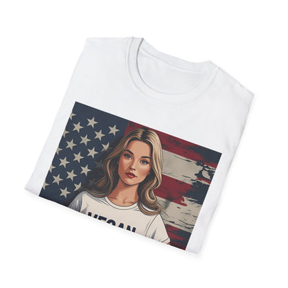 Vegan America T-Shirt | UnisexSoftstyle Tee, Eco - Friendly Fashion, Gift for Vegans, Independence Day Outfit, Casual Wear - Vegan America