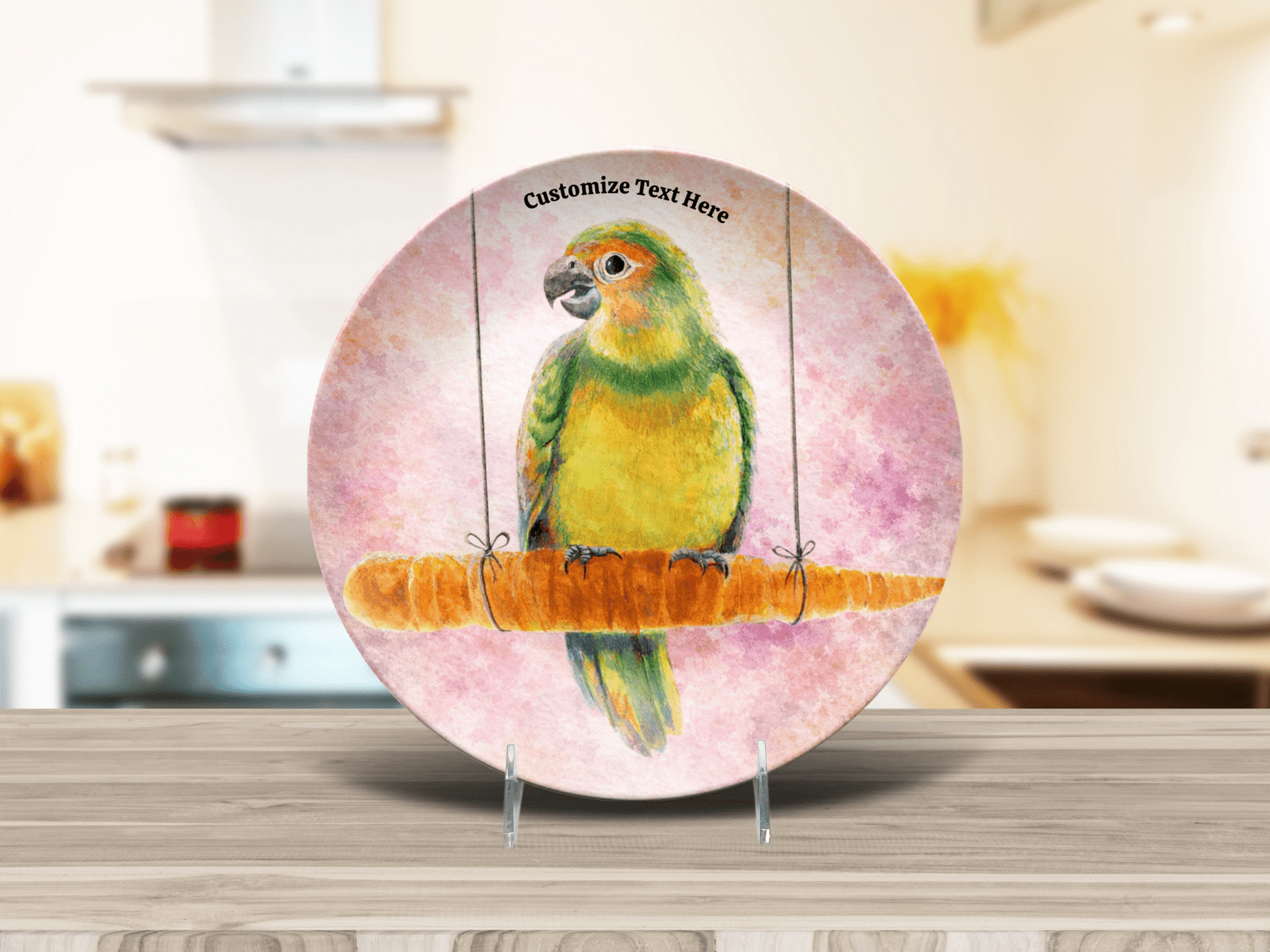 Personalized Kids Plate & Bowl with Parrot on a Carrot – Whimsical Tableware for Everyone - Vegan America