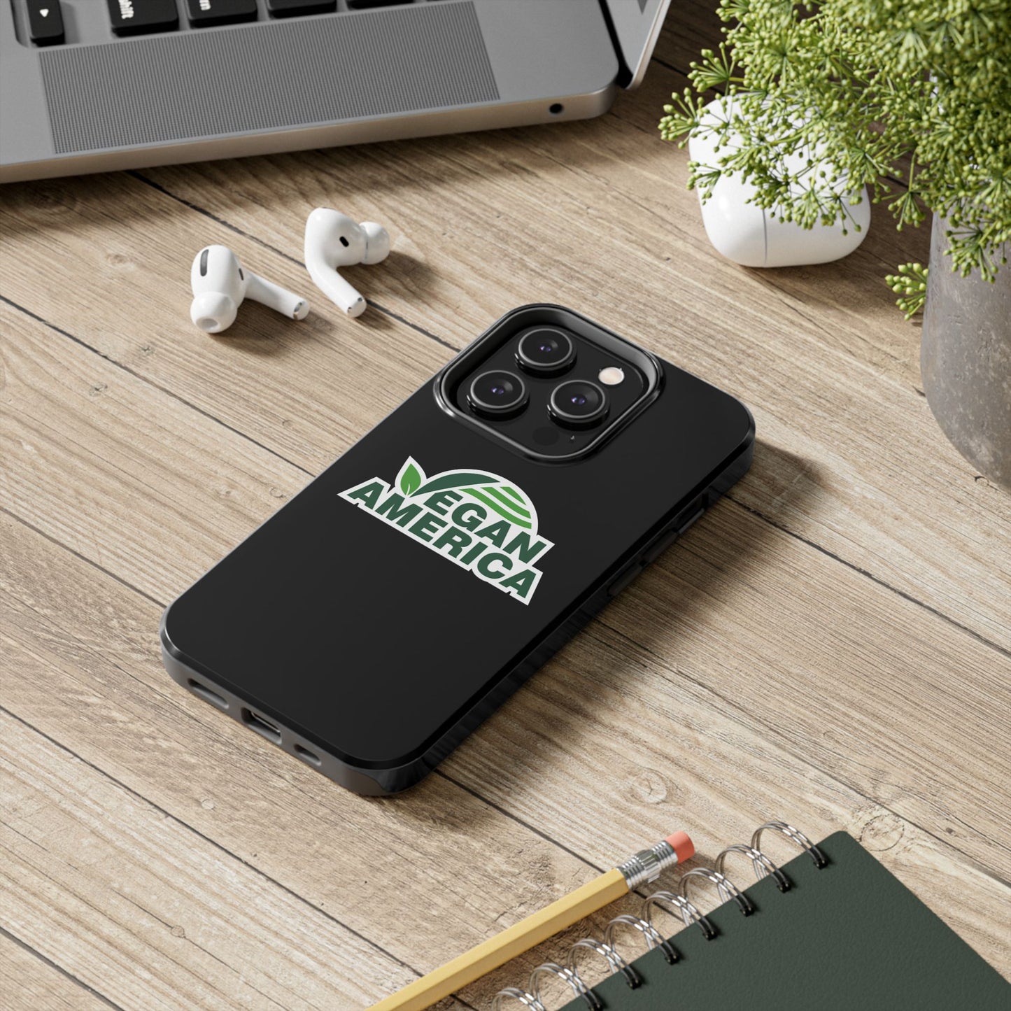 Vegan America Tough Phone Case — Green Leaf Vegan Pride Protective Cover - Vegan America