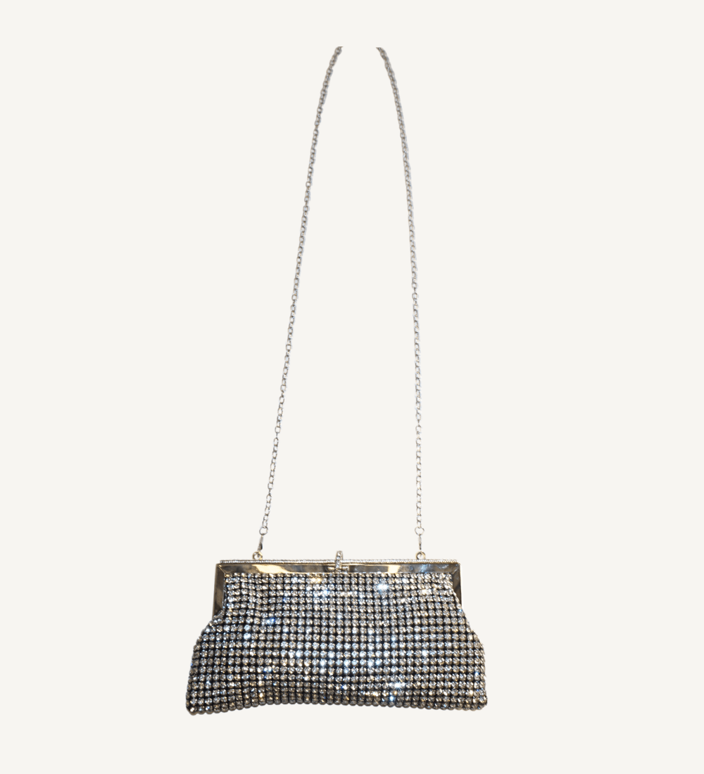 Black with Crystals Frame Clutch - Vegan America