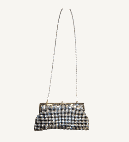 Black with Crystals Frame Clutch - Vegan America