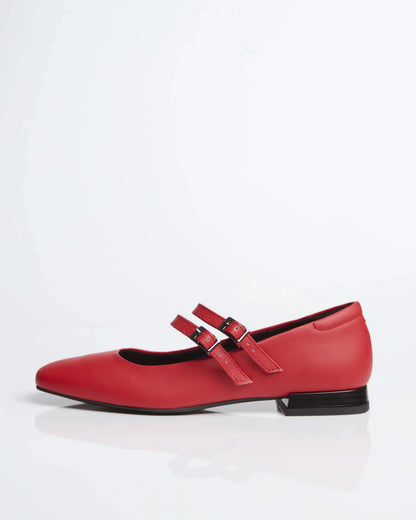 Strawberry Mary Jane Pumps red ballerinas - Vegan America