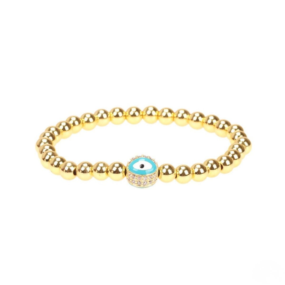 Evil Eye Golden Ball Charm Bracelet - Vegan America