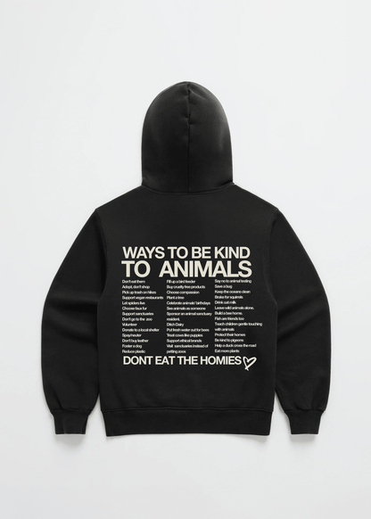 WAYS TO BE KIND TO ANIMALS HOODIE - Vegan America