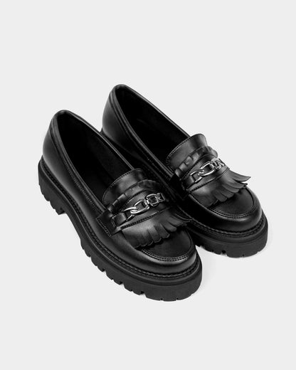 Chunky Loafers Black Grape Leather Loafers - Vegan America
