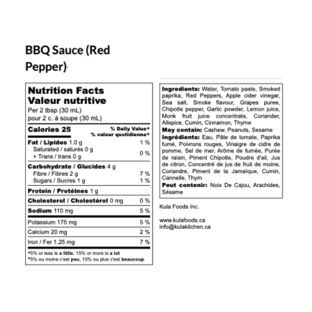 BBQ Sauce - Red Pepper - Kula Foods