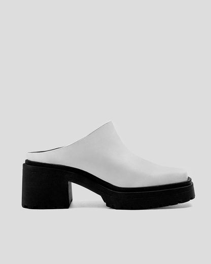 Squared Mule White made of Grape Leather - Vegan America