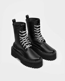 Worker Monster Black Vegea grape leather boots - Vegan America