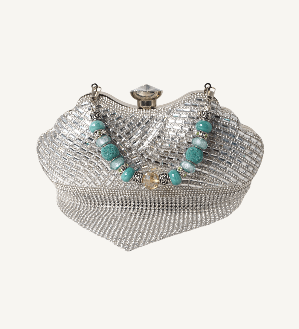 Something Borrowed, Something Blue Heart Shaped Crystal Evening Bag - Vegan America
