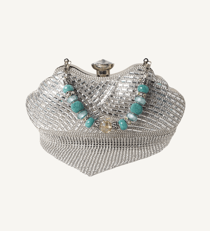 Something Borrowed, Something Blue Heart Shaped Crystal Evening Bag - Vegan America