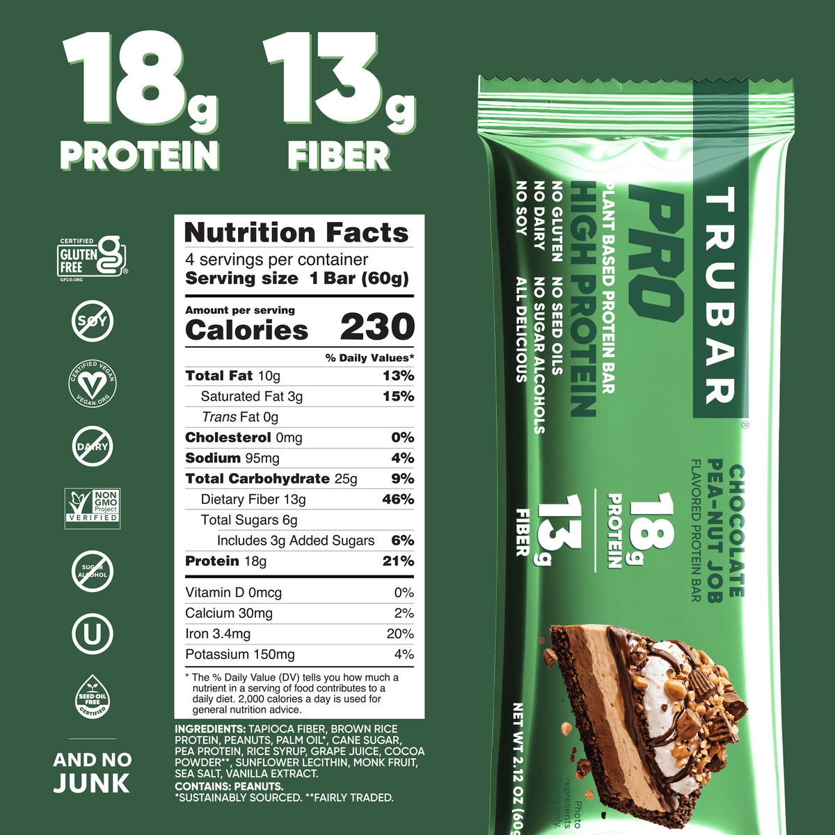 TRUBAR PRO Chocolate Pea-nut Job - Vegan America