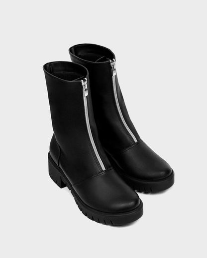 Cyber Boots Black cactus leather ankle boots - Vegan America