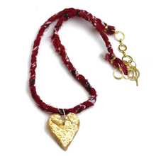 Upcycled Bandana Heart Necklace, Red