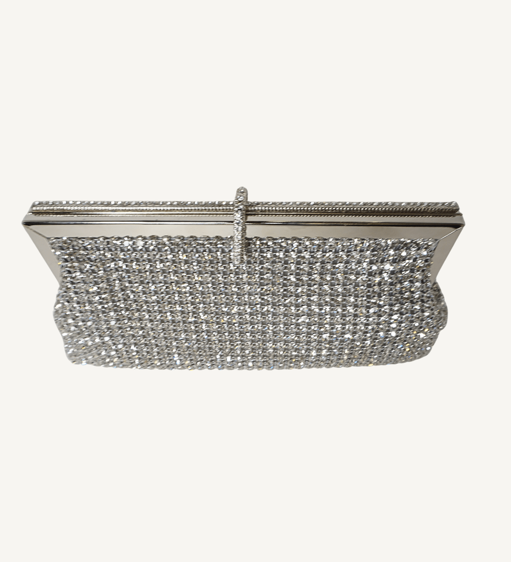 Silver and Crystal, Frame Evening Clutch - Vegan America