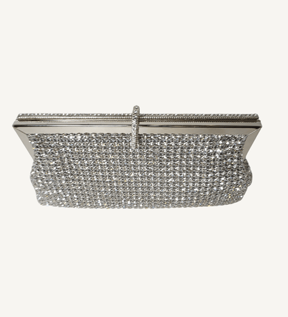 Silver and Crystal, Frame Evening Clutch - Vegan America