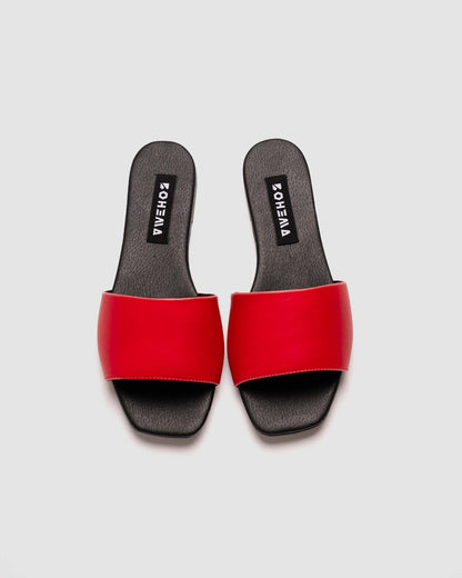 Mellow Slides Red vegan slides made of corn leather - outlet - Vegan America