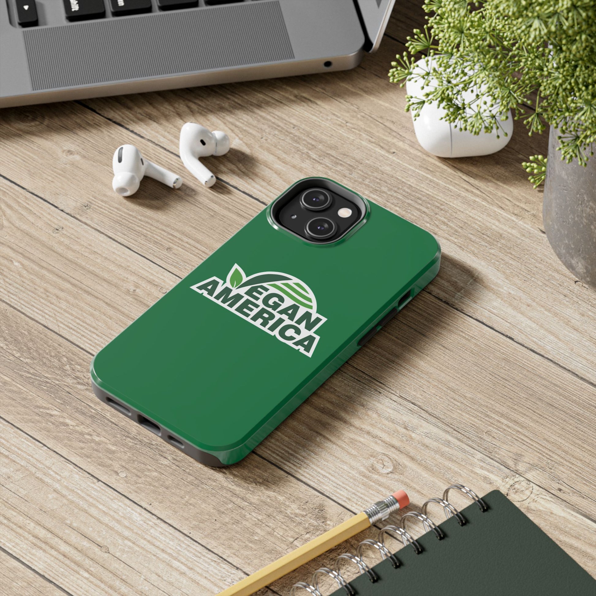Vegan America Tough Phone Case — Green Protective Vegan Pride Cover - Vegan America