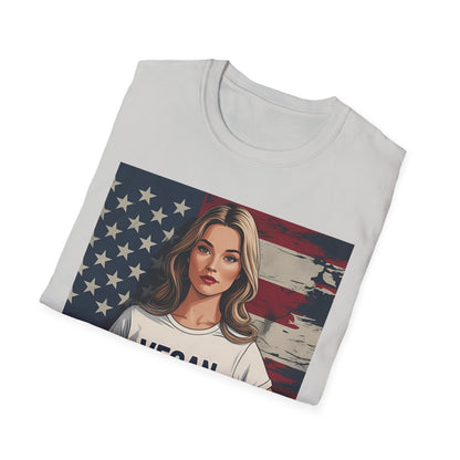 Vegan America T-Shirt | UnisexSoftstyle Tee, Eco - Friendly Fashion, Gift for Vegans, Independence Day Outfit, Casual Wear - Vegan America