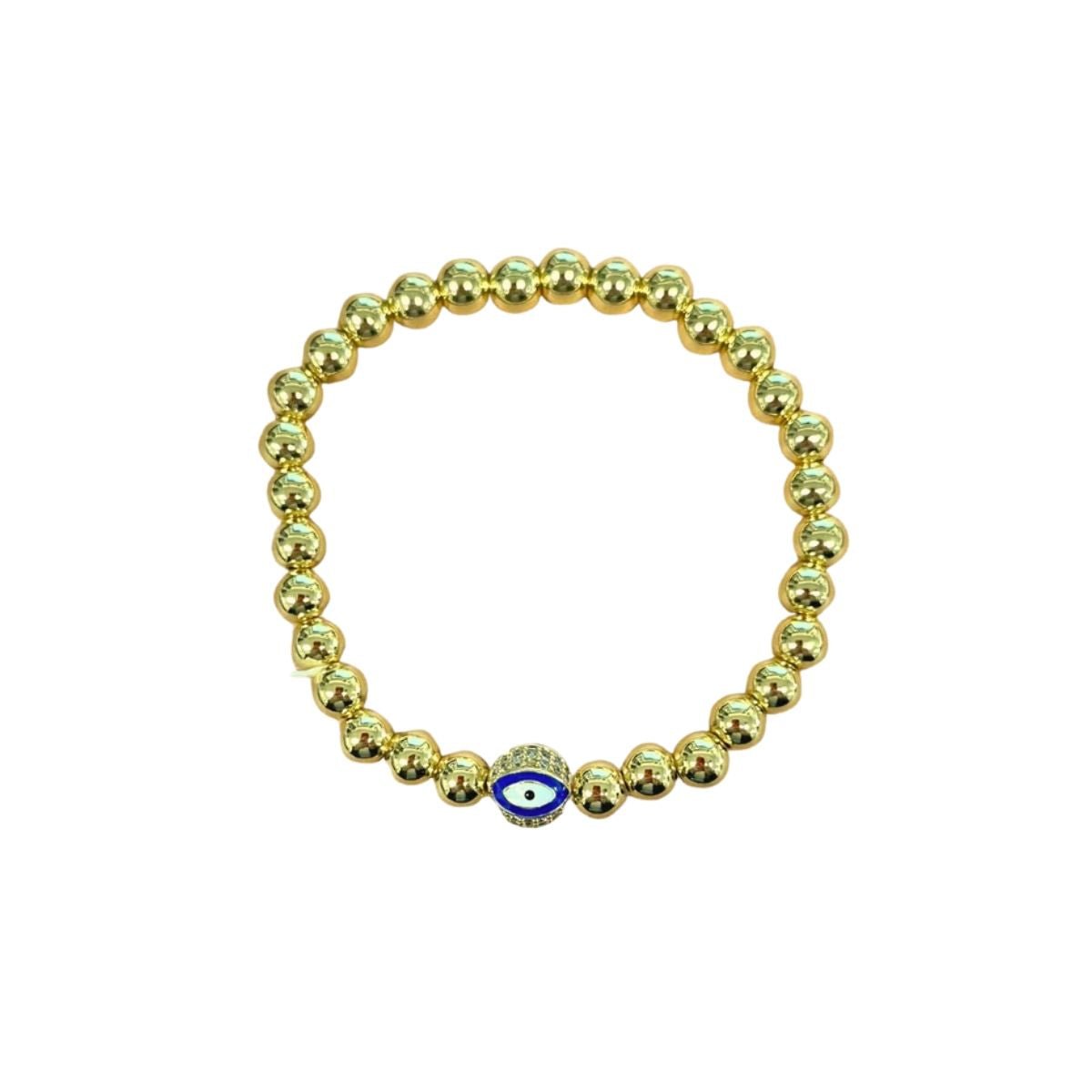 Evil Eye Golden Ball Charm Bracelet - Vegan America