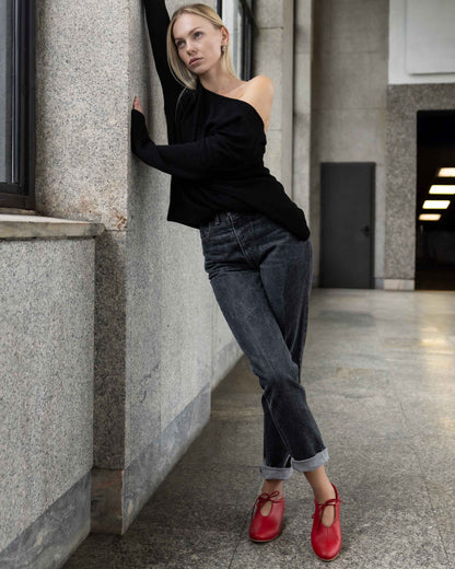 Akira Pumps Black Nopal ballerinas made of cactus leather - Vegan America