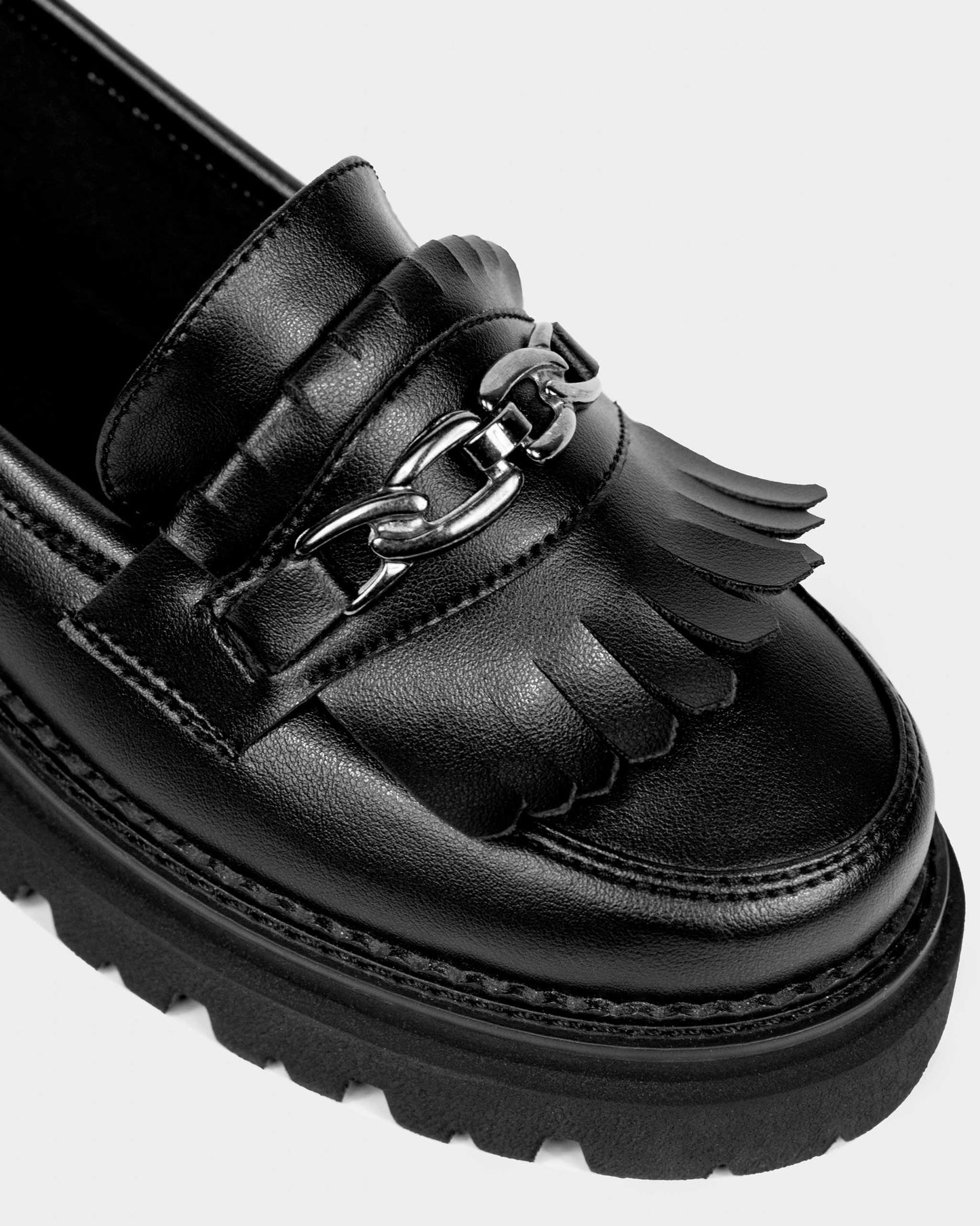 Chunky Loafers Black Grape Leather Loafers - Vegan America