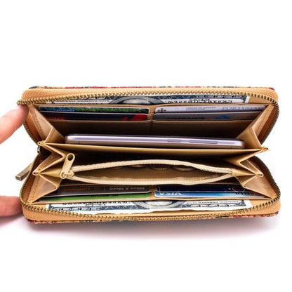 Flower Cork Zipper Wallet
