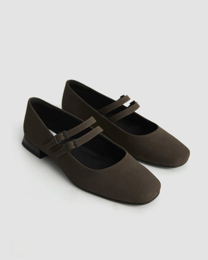 Chocolate Mary Jane Pumps brown ballerinas - Vegan America