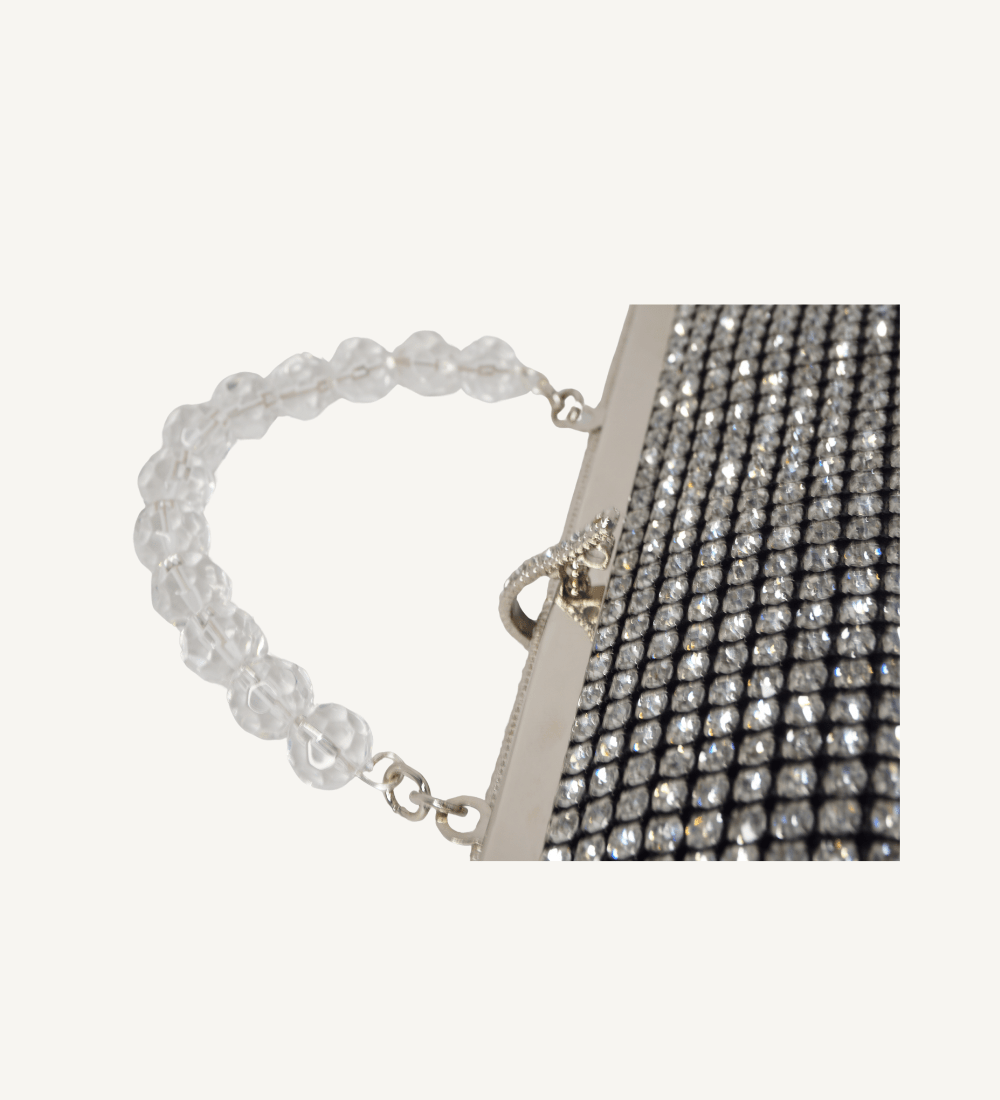Black with Crystals Frame Clutch - Vegan America