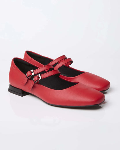 Strawberry Mary Jane Pumps red ballerinas - Vegan America