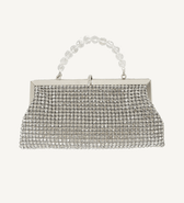 Silver and Crystal, Frame Evening Clutch - Vegan America