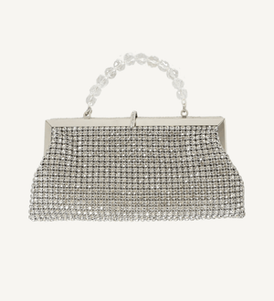 Silver and Crystal, Frame Evening Clutch - Vegan America