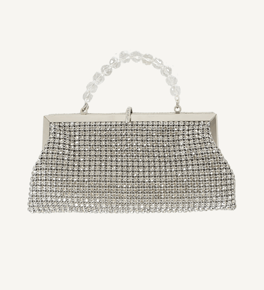 Silver and Crystal, Frame Evening Clutch - Vegan America