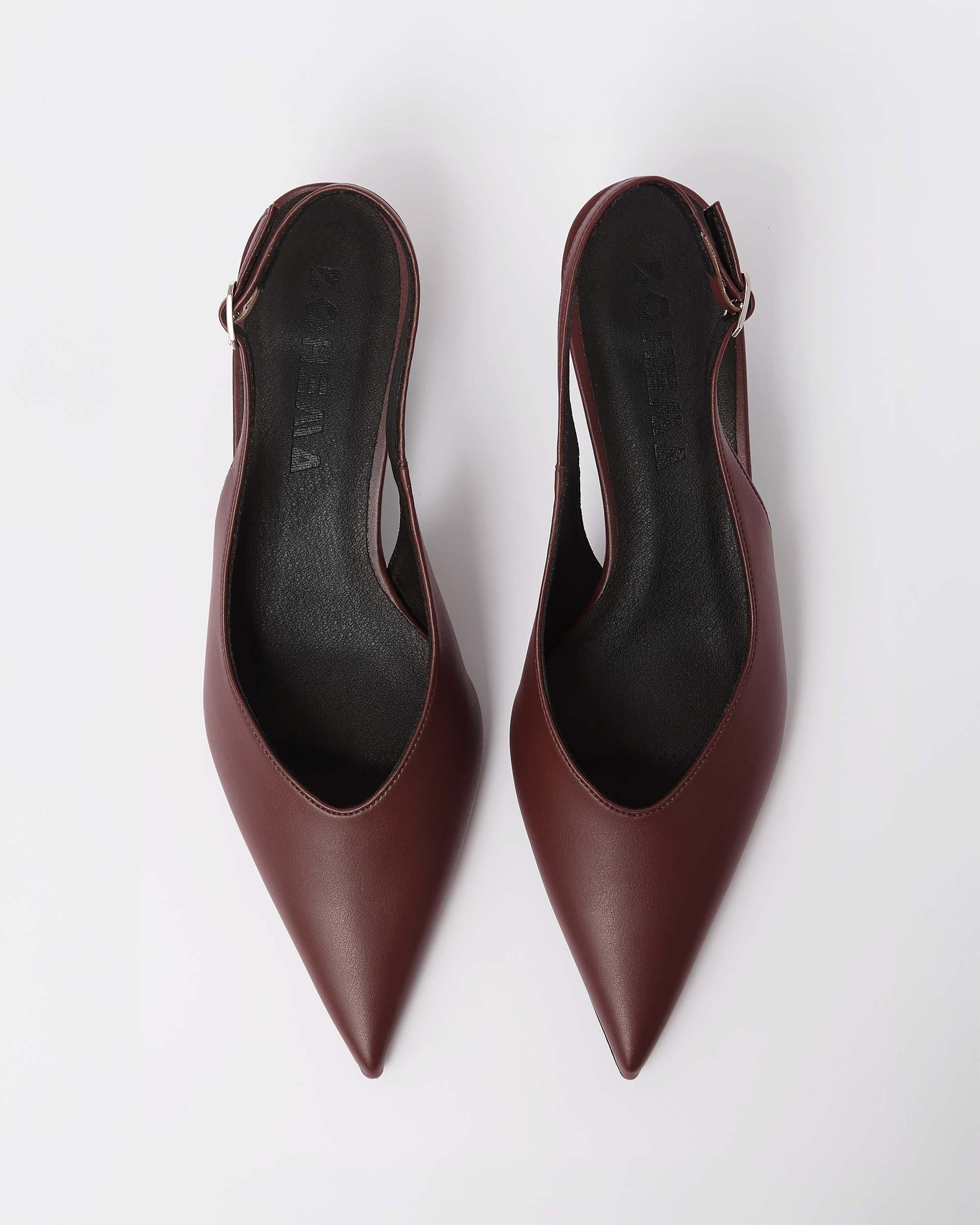 Kitten Heels Burgundy pointy toe pumps - Vegan America