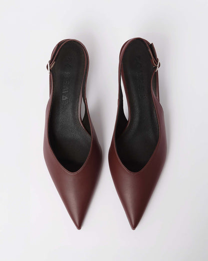 Kitten Heels Burgundy pointy toe pumps - Vegan America
