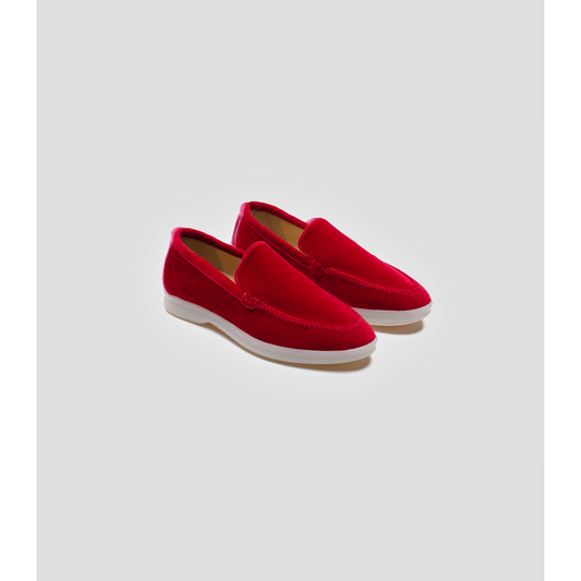Vegan Velvet Loafer Red