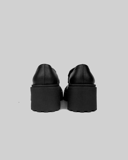 Squared Chunky Loafers Black vegan women's loafers shoes - Vegan America