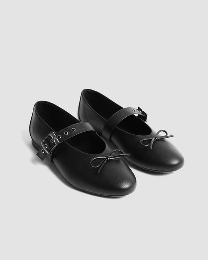 Mara Pumps black ballerinas with a bow - Vegan America