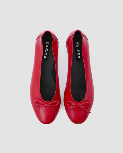 Mossy Pumps Red ballet flats with a bow - Vegan America
