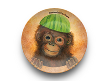 Personalized Kids Plate & Bowl with Monkey & Watermelon – Whimsical Tableware for Children