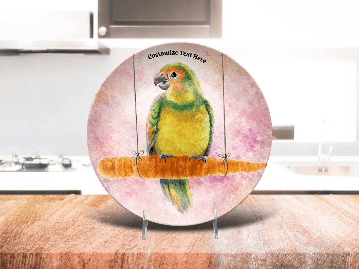 Personalized Kids Plate & Bowl with Parrot on a Carrot – Whimsical Tableware for Everyone - Vegan America
