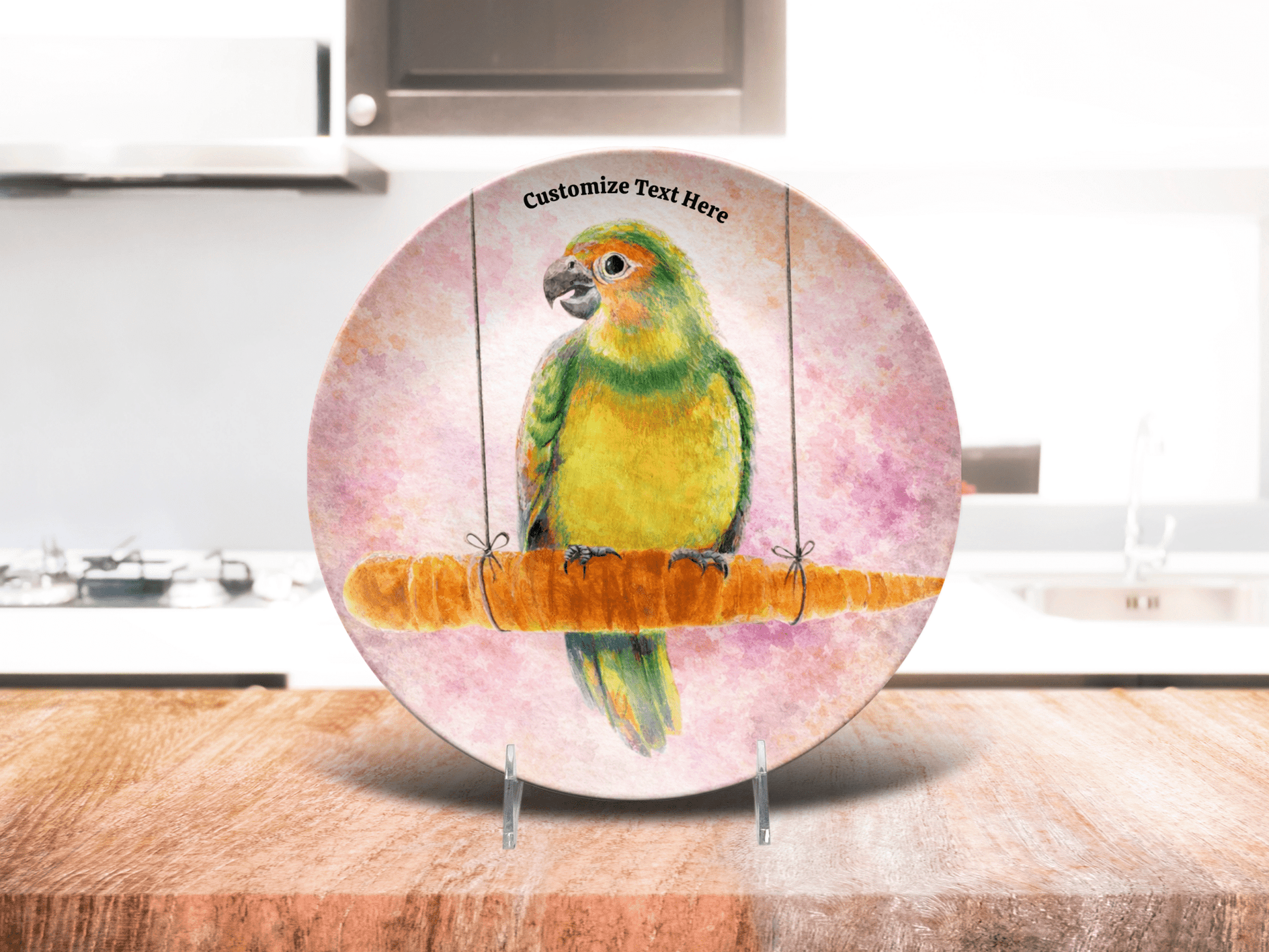Personalized Kids Plate & Bowl with Parrot on a Carrot – Whimsical Tableware for Everyone - Vegan America