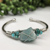 Gemstone Wire-Wrapped Bracelet - Amazonite White Gold