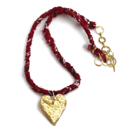 Upcycled Bandana Heart Necklace - Vegan America