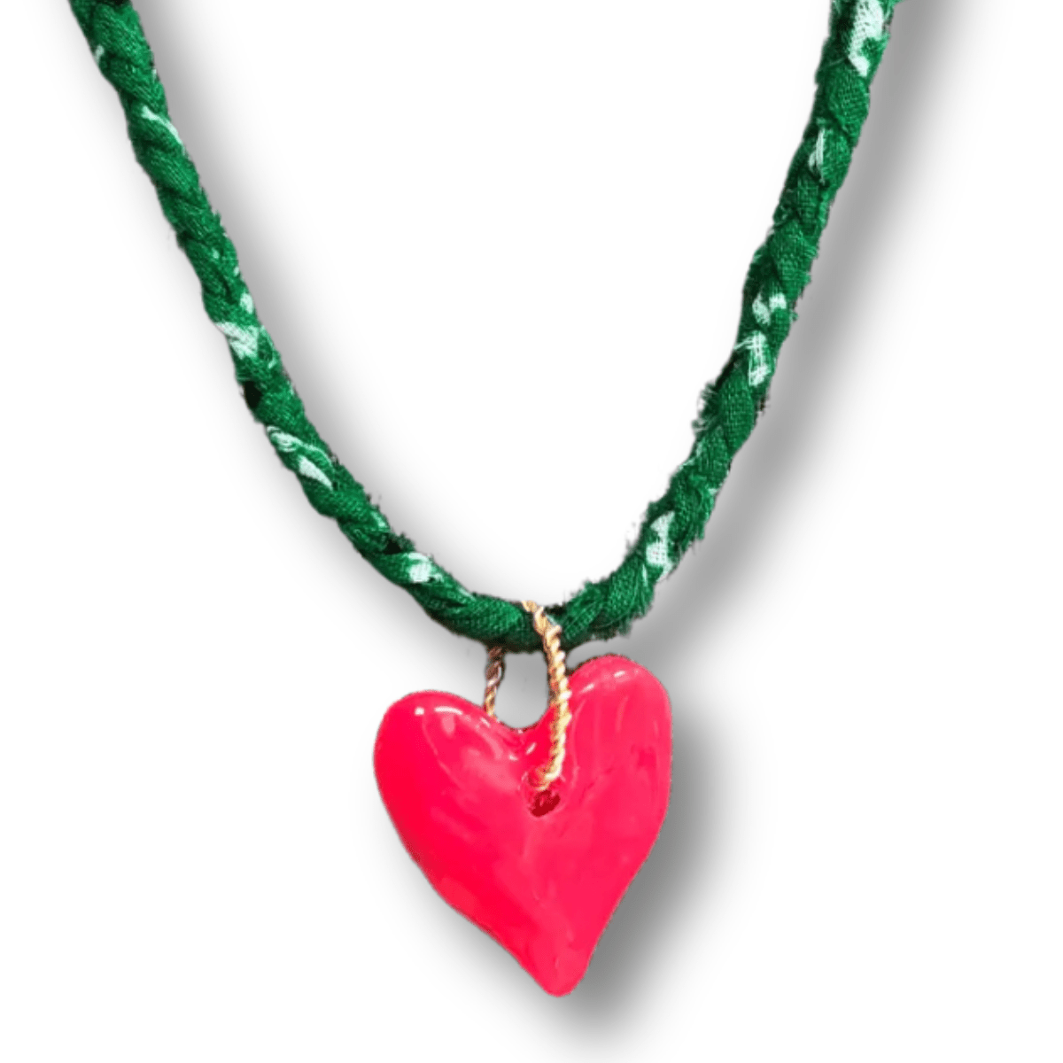 Upcycled Bandana Heart Necklace - Vegan America
