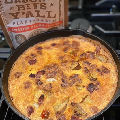 Tasty Toppers 2 pack includes Big Crunchy Cheezy Bits & Big Crunchy Bacony Bits - Vegan America