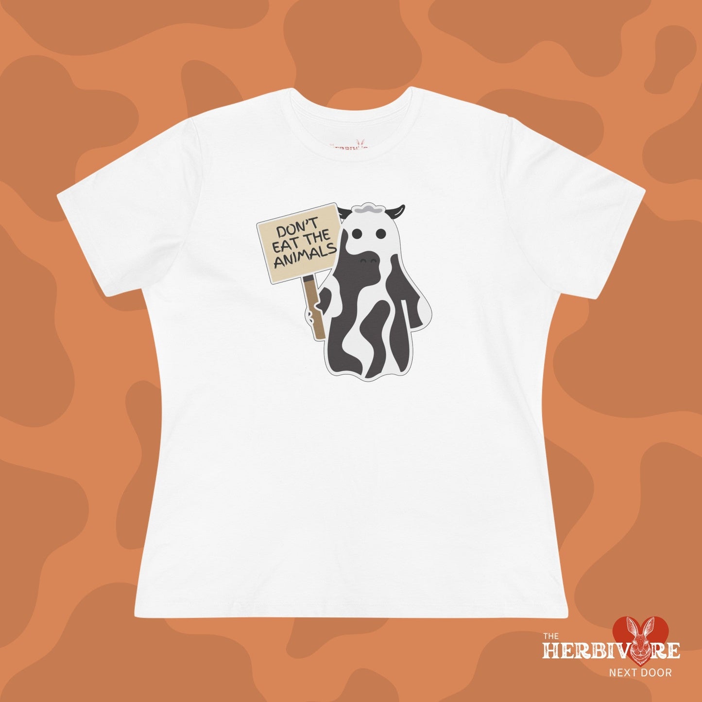 Ghost Cow Don't Eat The Animals Vegan T-Shirt - Women's Style - Vegan America