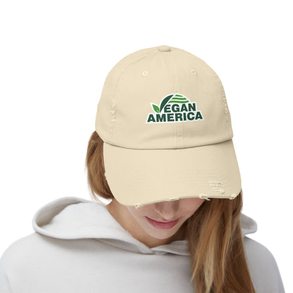 Vegan America Distressed Cap, Casual Baseball Hat for Outdoor Lovers, Gift for Eco - Conscious Friends, Perfect for Summer Adventures, [...] - Vegan America