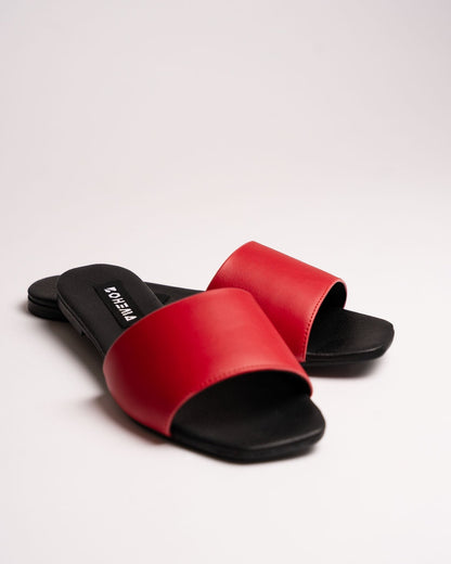 Mellow Slides Red vegan slides made of corn leather - outlet - Vegan America