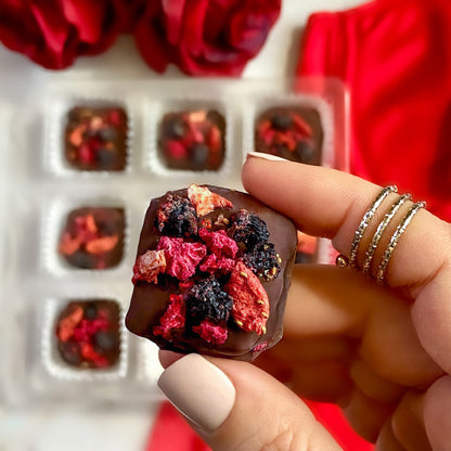 Mixed Berry Chocolate Truffles. Box of 12 truffles