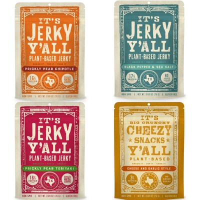 4 - Pack - Three Flavors of our Jerky & our Cheezy Bits - Vegan America